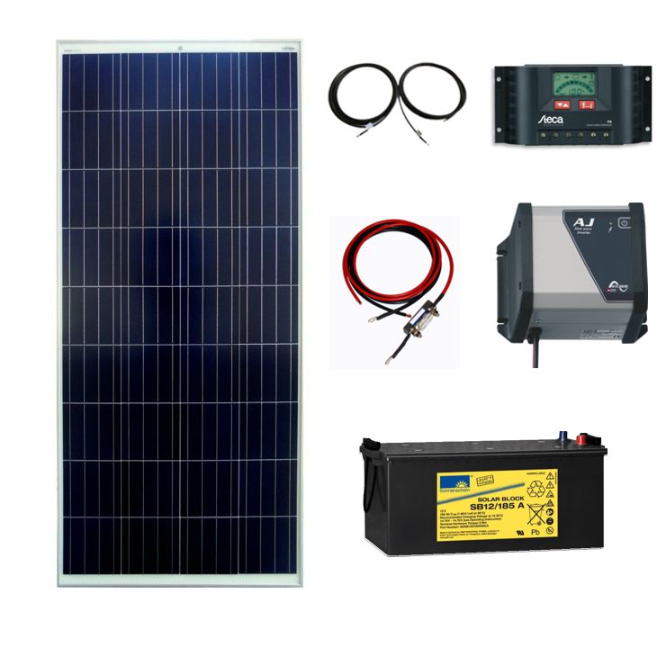 Kit solaire 1 panneau + Régulateur PWM + Batterie 12V (avec et sans 230V)